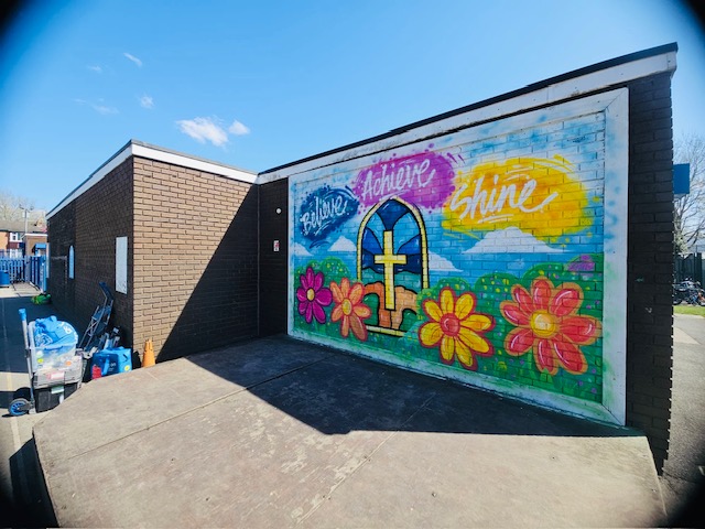 St Mary & St Thomas CE Primary School - New playground mural and performance stage in St Helens St Mary & St Thomas CE Primary School - New playground mural and performance stage in St Helens