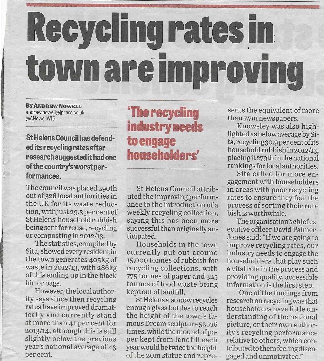 St Helens Recycling rates