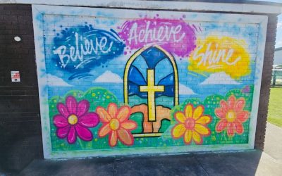 School Crest Mural Created at St Mary & St Thomas CE Primary School